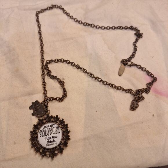 Plunder Design You Are Stronger Than You Think Bronze Necklace & Pendant - Picture 1 of 5